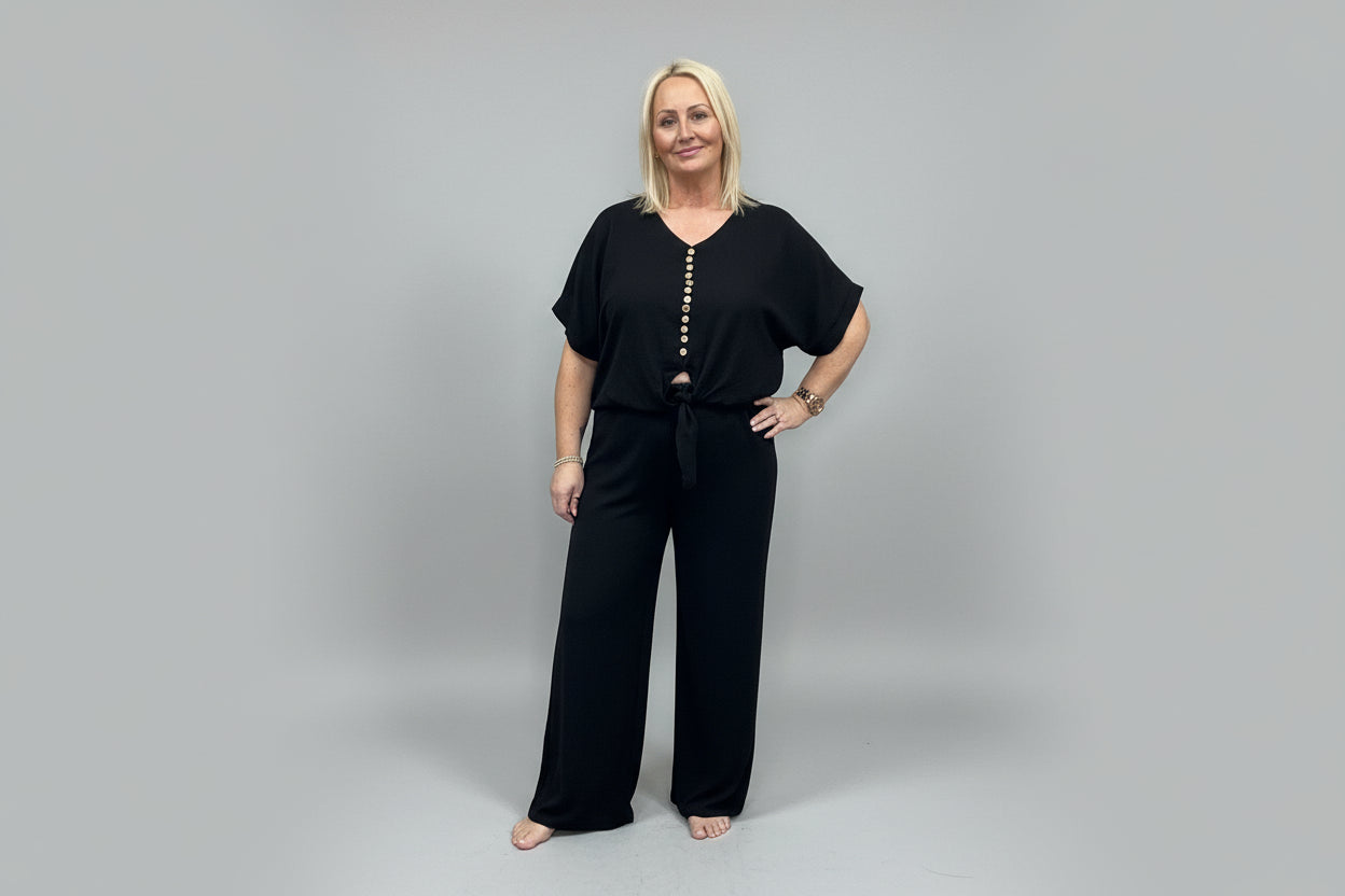 Stone Co-ord Set with Button Detail