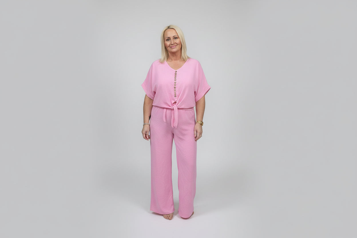 Stone Co-ord Set with Button Detail