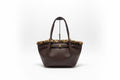 Brown Faux Fur Trim Tote Bag