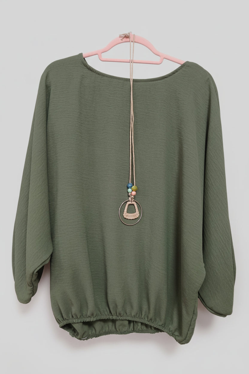 Trudy Khaki Necklace Top