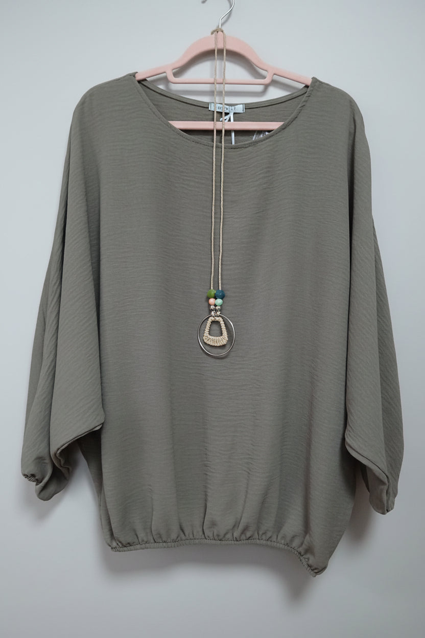 Trudy Khaki Necklace Top