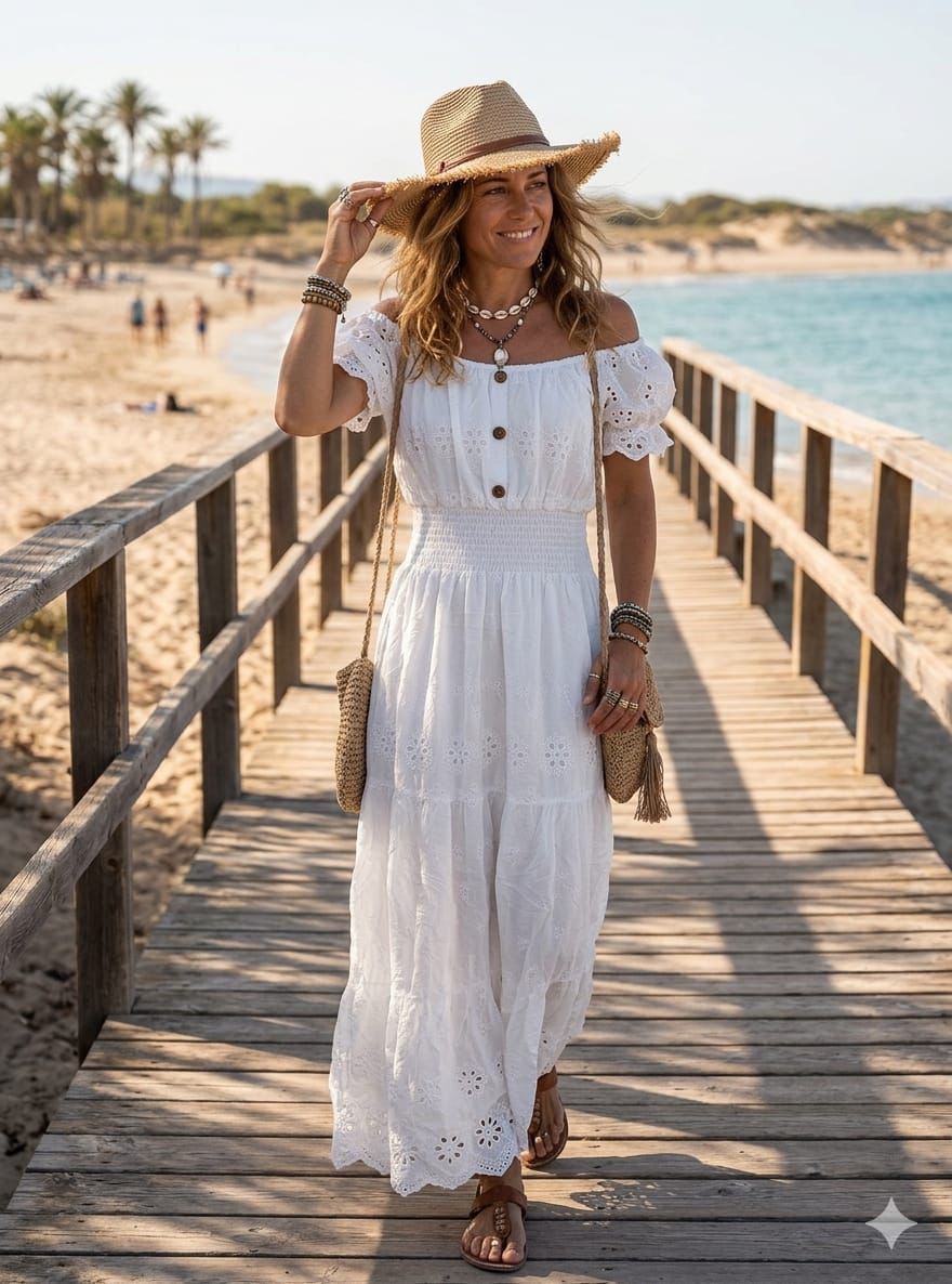 ZARA Anglaise Off-Shoulder Maxi Dress