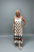 FRAN Polka Dot Satin Maxi Dress