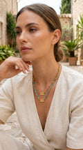 Double Layer Bead Necklace with Pendants