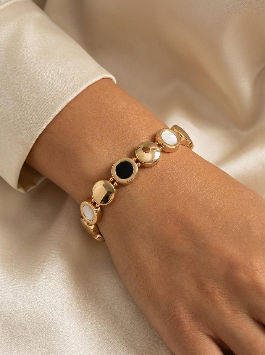 Gold elasticated circles bracelet