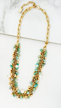 Gold and Green Cluster Design Necklace