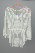 White Embroidered Kaftan Beach Cover-Up