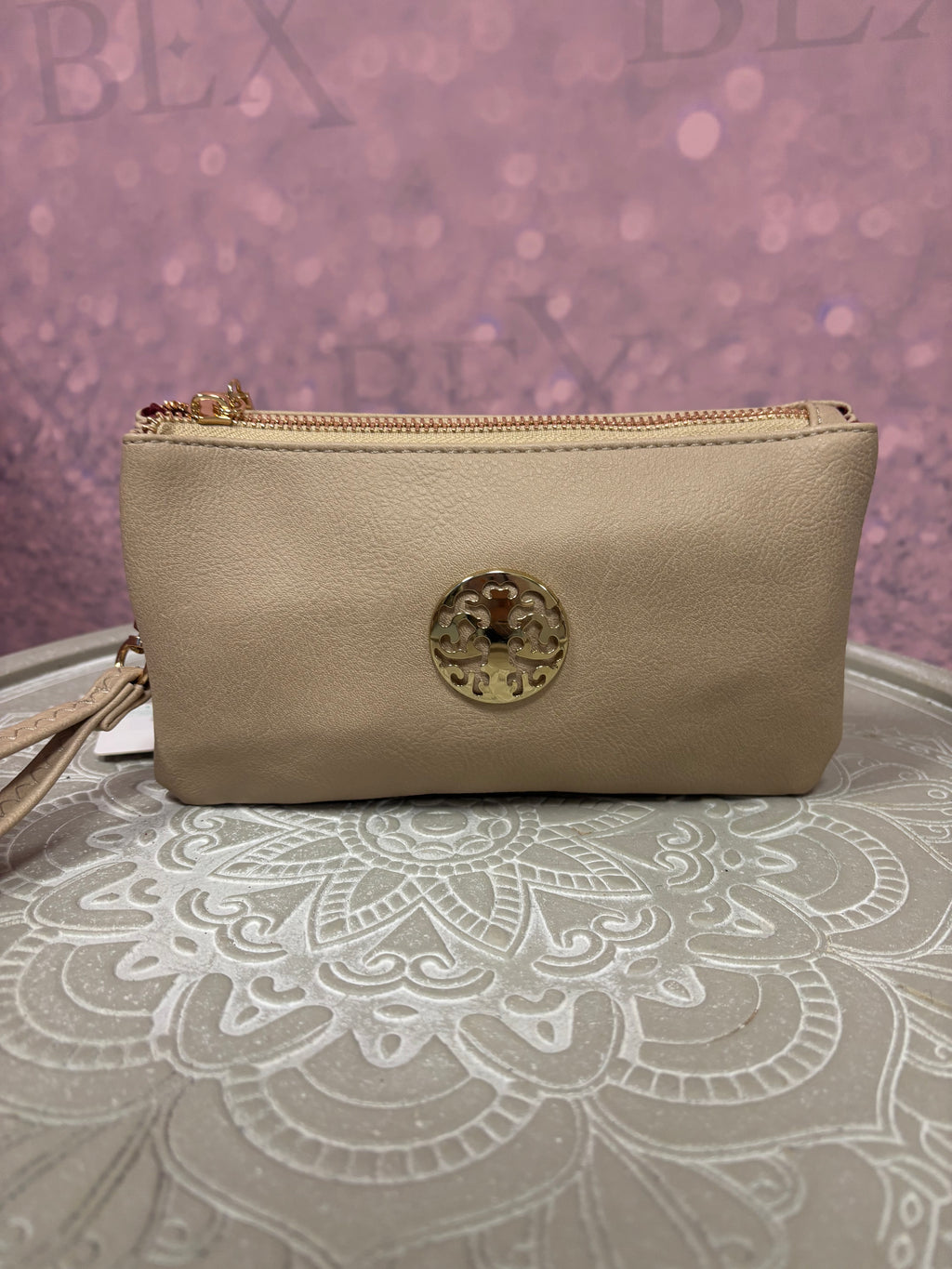 Beige Wristlet & Crossbody Bag