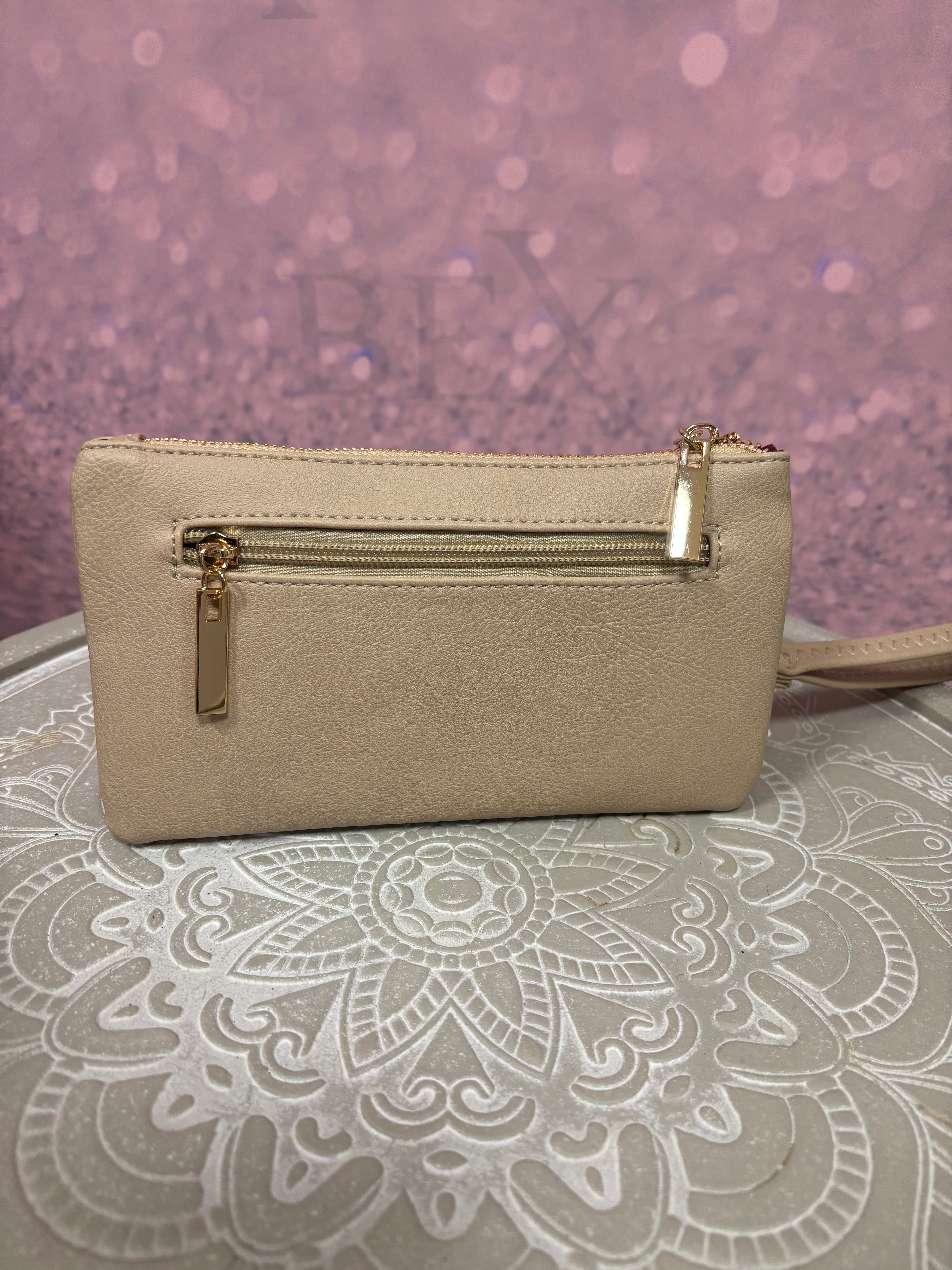 Beige Wristlet & Crossbody Bag