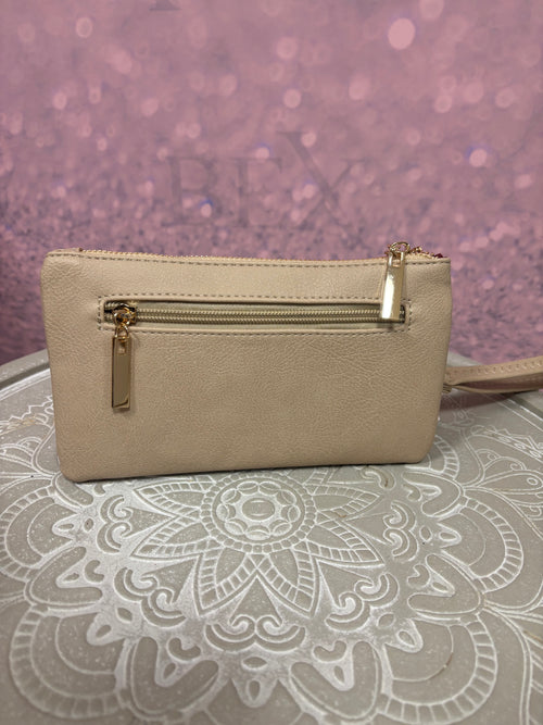 Beige Wristlet & Crossbody Bag