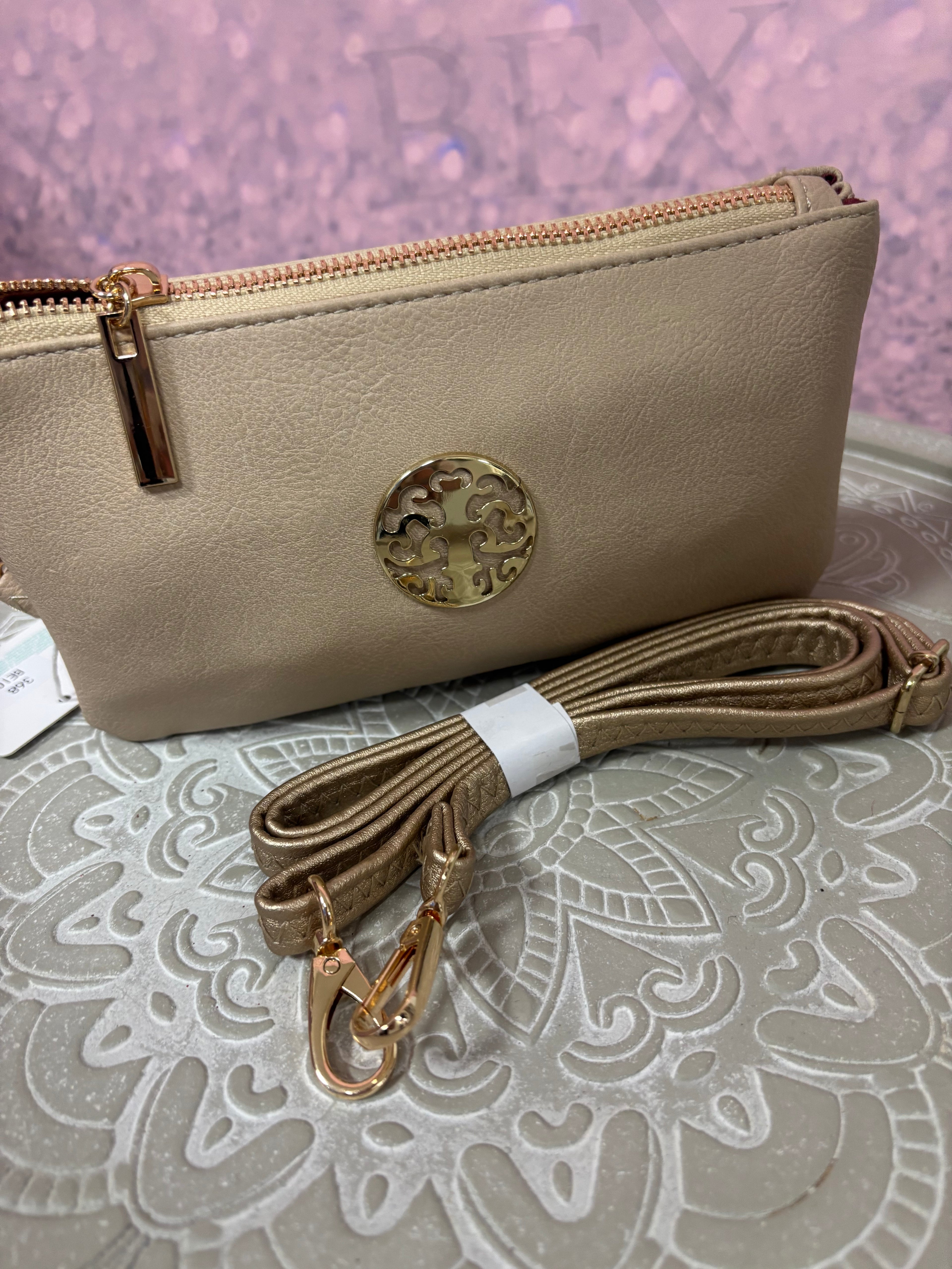Beige Wristlet & Crossbody Bag