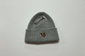Grey Knit Beanie with Leopard Heart