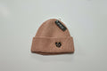 Blush Pink Beanie with Leopard Print Heart