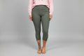 3/4 Length Capri Trousers with Side Lace Detail - Khaki