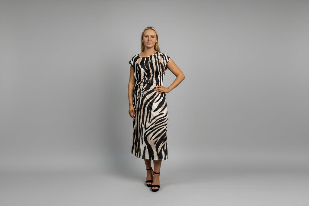 Tan Zebra Print Dress with Side Tie