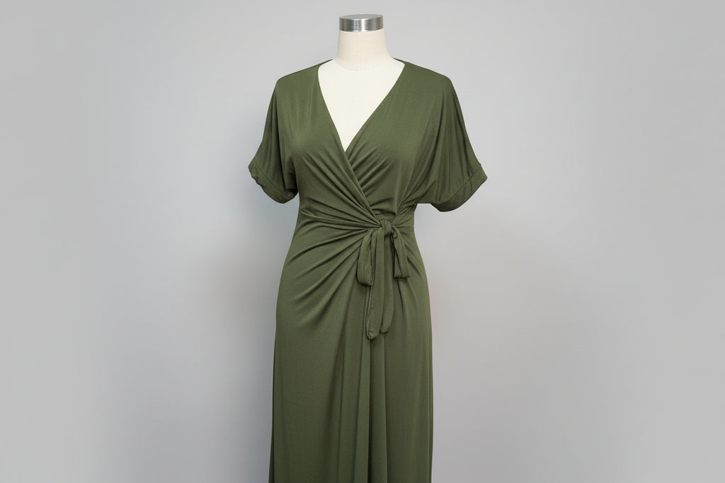 Plain Khaki Dress with Side Tie