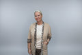 Tan Blazer with Leopard Trim