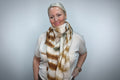 Khaki Tan Cream Metallic Gold Lightweight Scarf