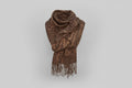 Chocolate and Dark Tan Snake Print Tassel Scarf