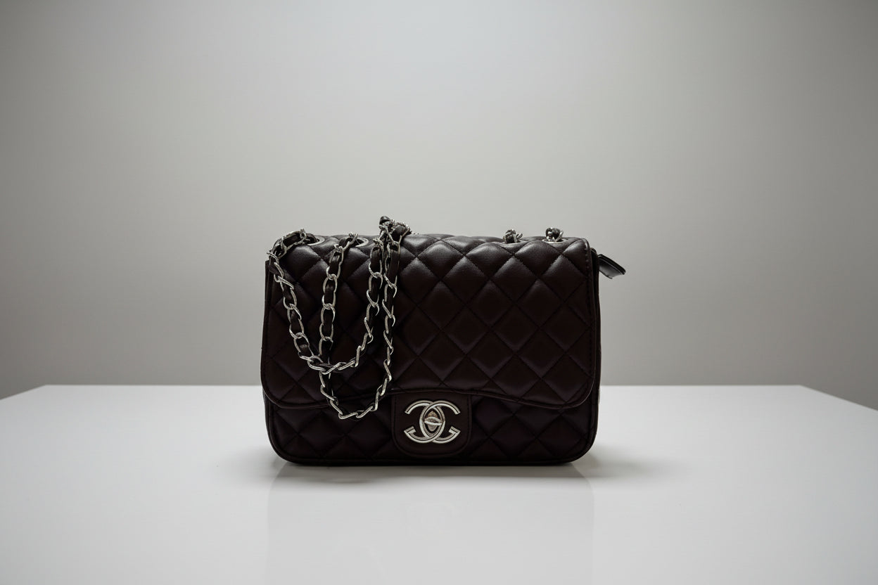 Berry Quilted Chain Shoulder Bag