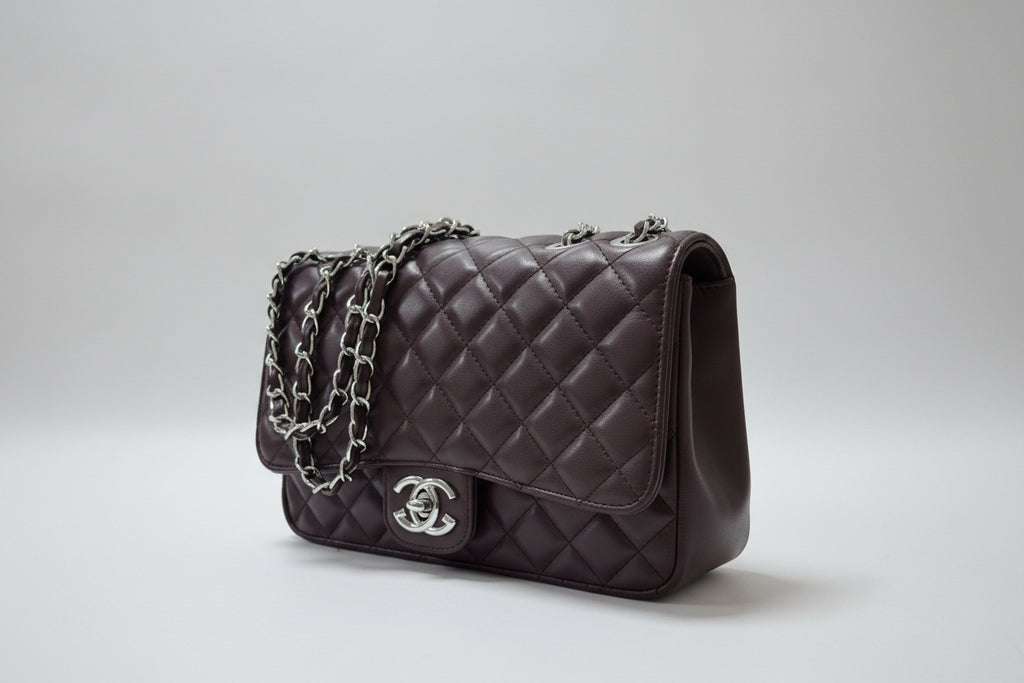 Berry Quilted Chain Shoulder Bag