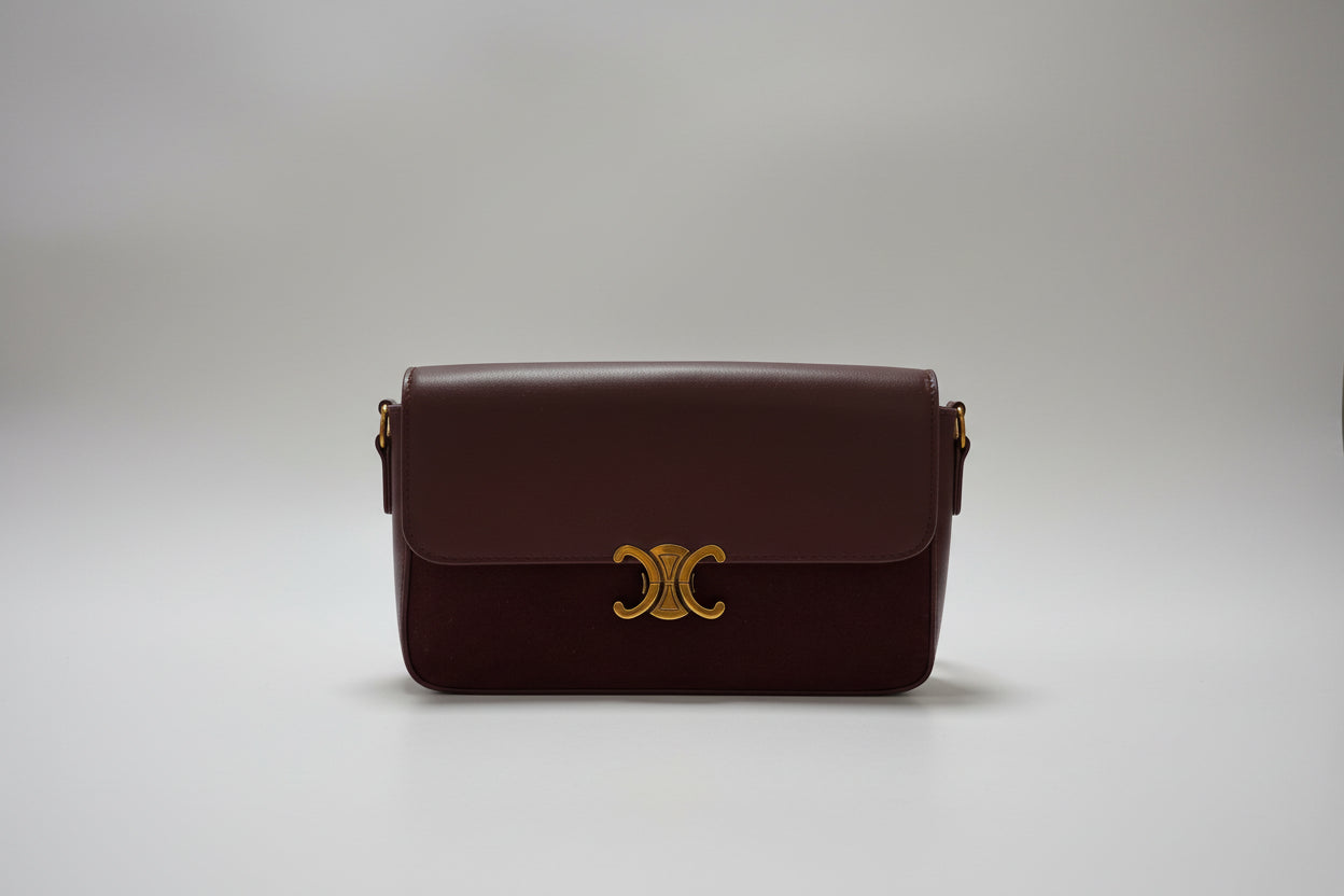 Berry Faux Suede and Leather Crossbody Bag