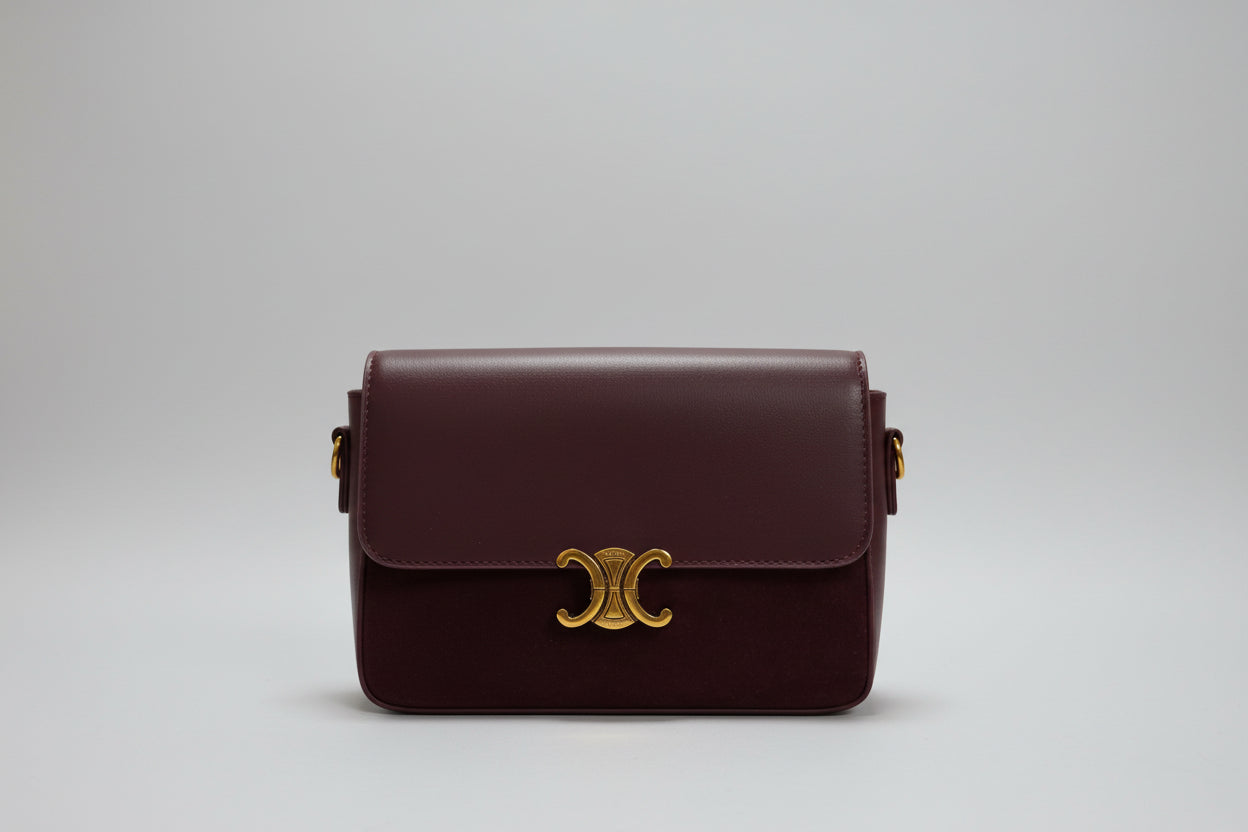 Berry Faux Suede and Leather Crossbody Bag