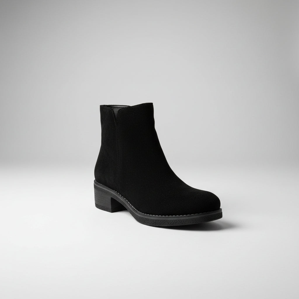 Black Flat Chelsea Boot with Side Zip