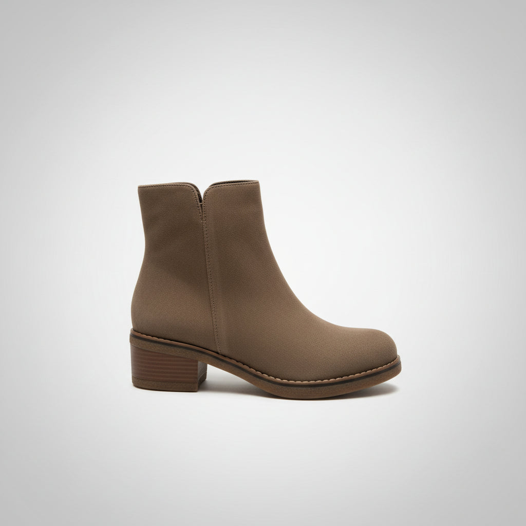Tan Flat Chelsea Boot with Side Zip