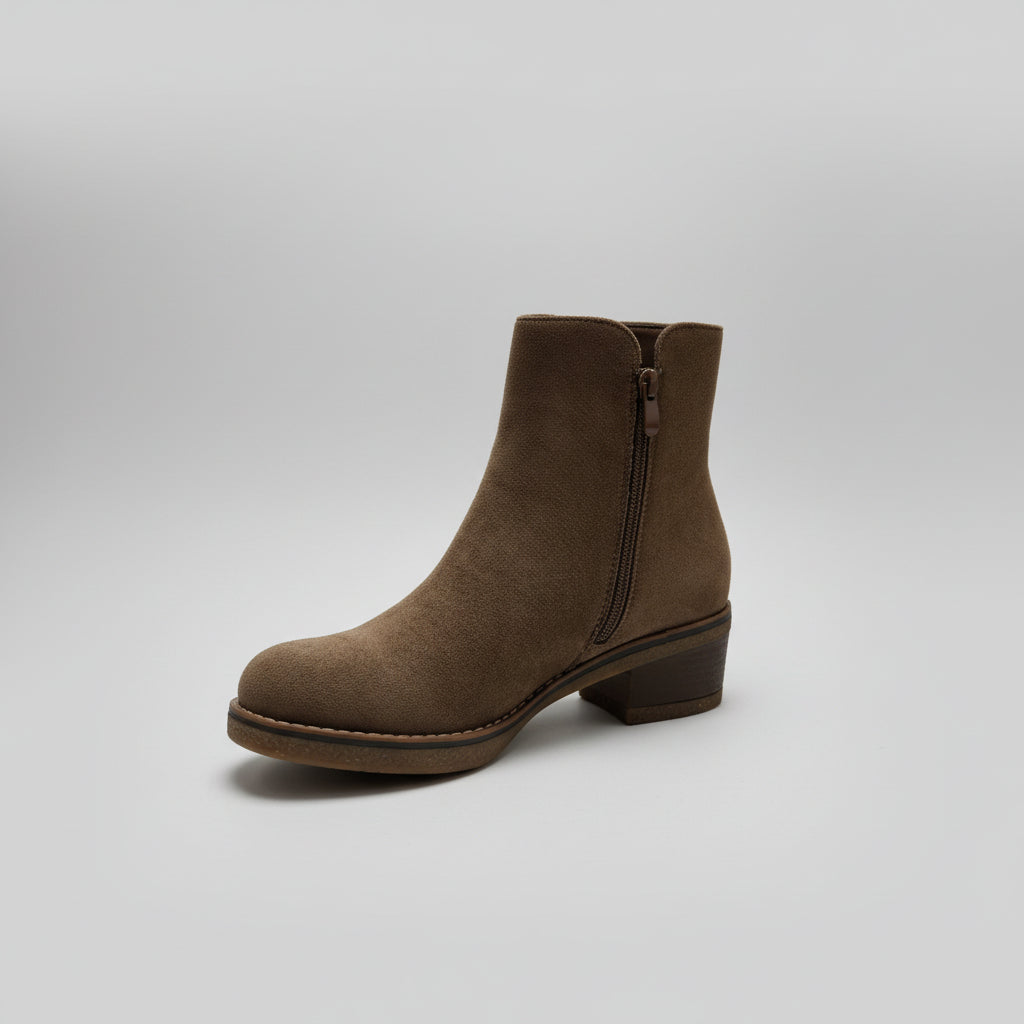 Tan Flat Chelsea Boot with Side Zip
