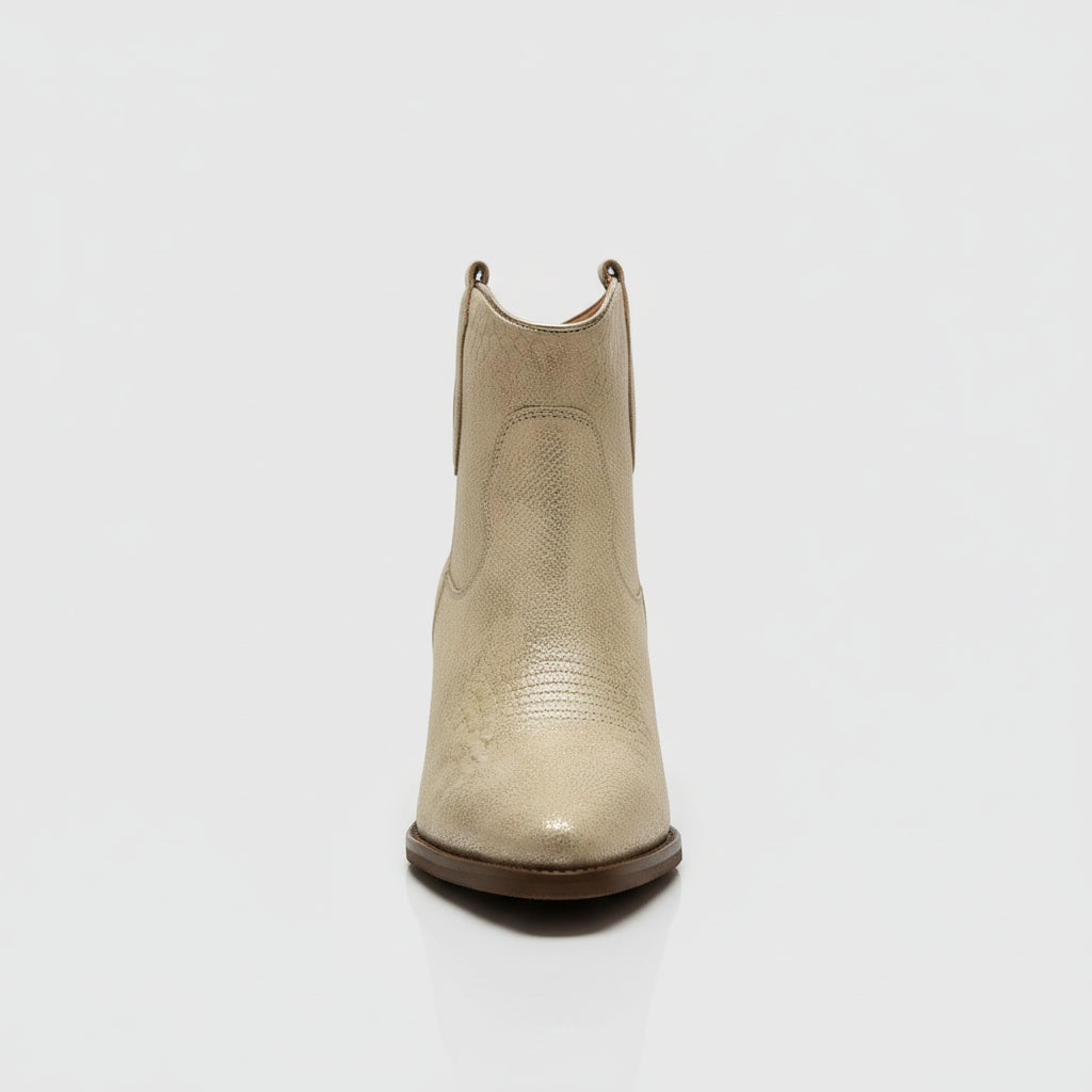 Gold Metallic Cowboy Boot with Side Zip
