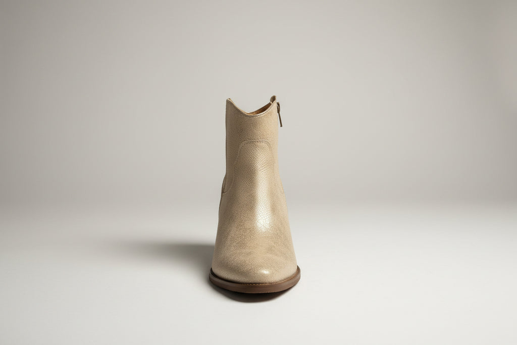 Gold Metallic Cowboy Boot with Side Zip