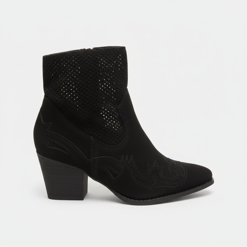 Black Cowboy Boot with Cut Out Detail