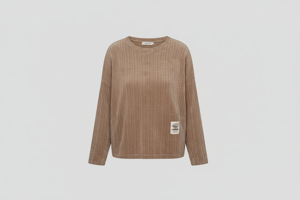 Light Stone Embossed Long Sleeve Top