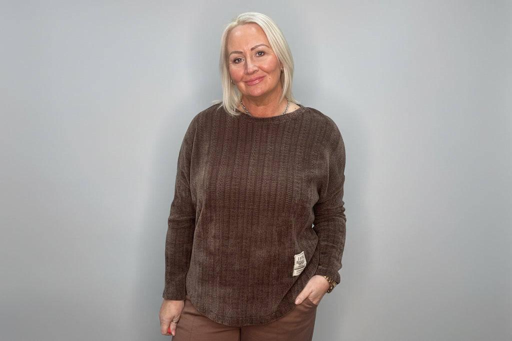 Chocolate Embossed Long Sleeve Top