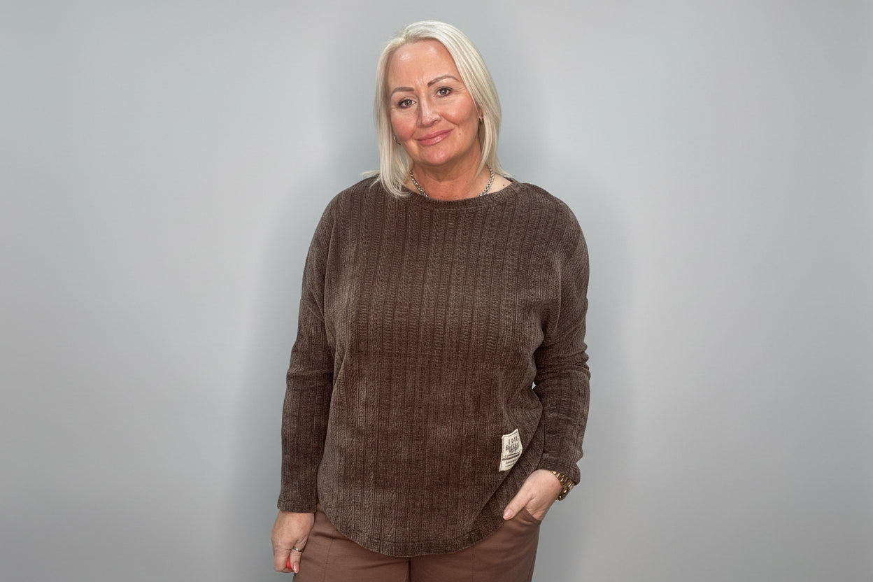 Chocolate Embossed Long Sleeve Top