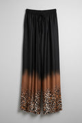 Wide Leg Ombré Leopard Print Trousers - Black Bronze
