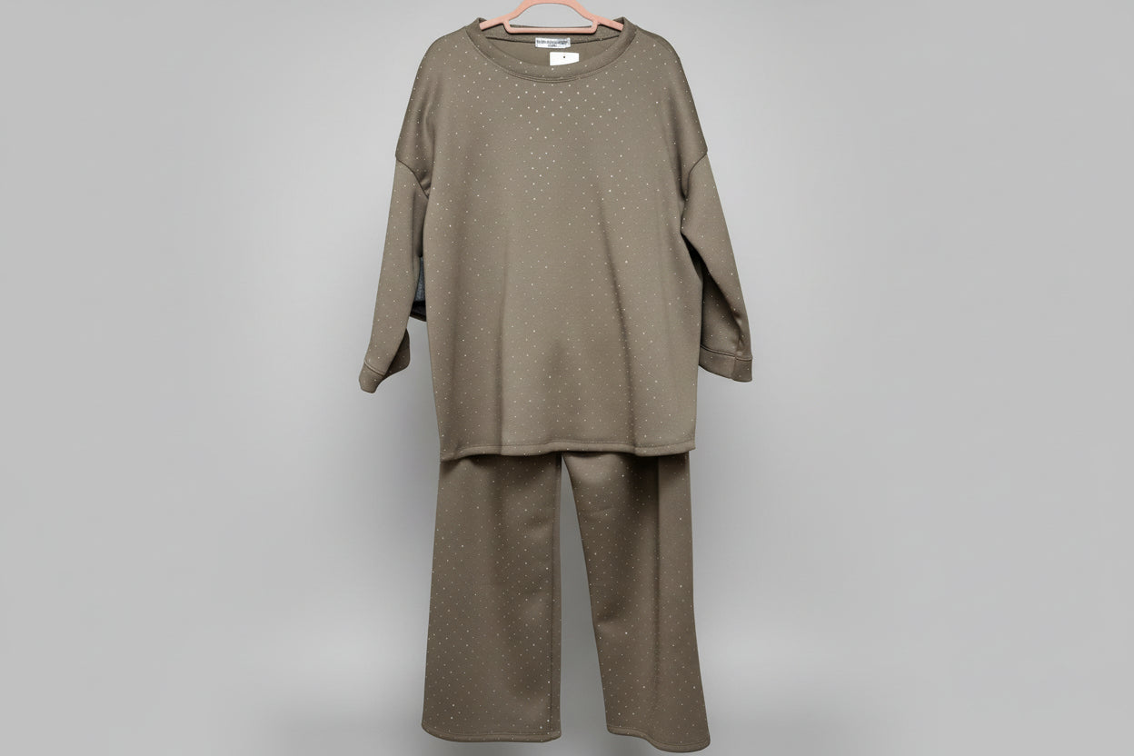 Taupe Co-ord Set with Sparkle Detail