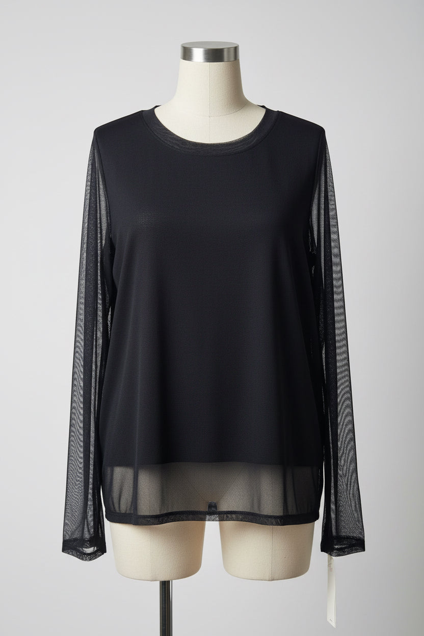 Navy Double Layer Sheer Top