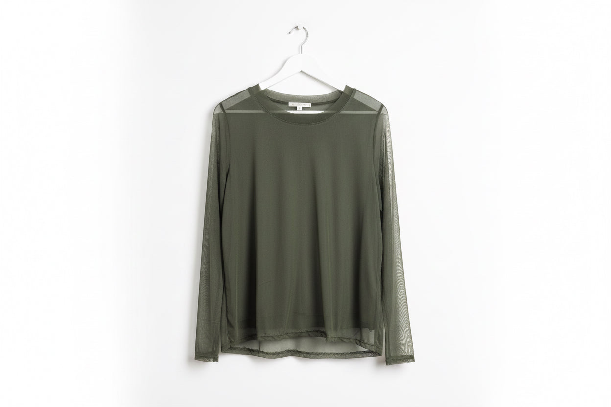 Khaki Double Layer Sheer Top