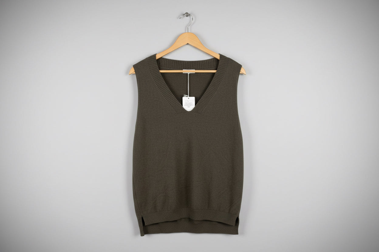 Mocha Soft Knit V-Neck Tank Top