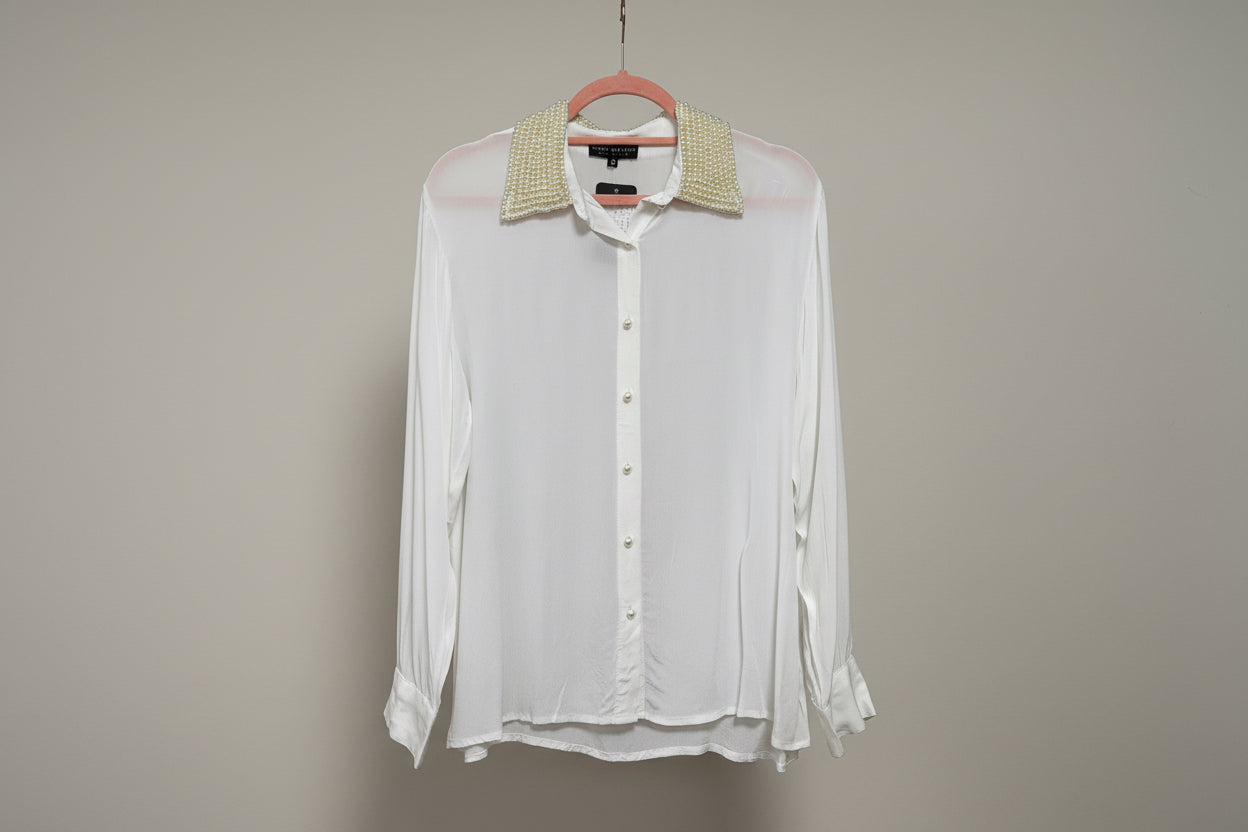 Pearl Embellished Cream Blouse