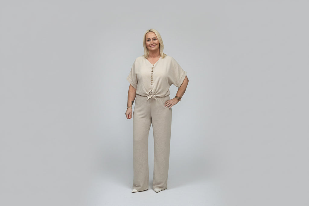 Stone Co-ord Set with Button Detail
