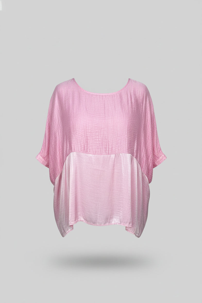 Tia Pink Loose Fit Floaty Top