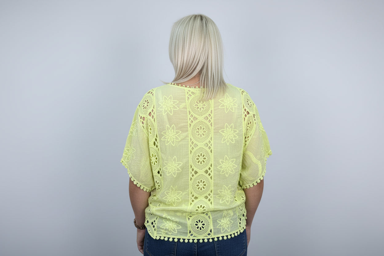 Molly Blush Pink Broderie Anglaise Batwing Top