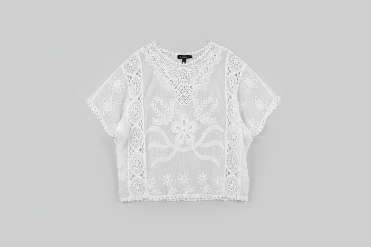 Molly Blush Pink Broderie Anglaise Batwing Top