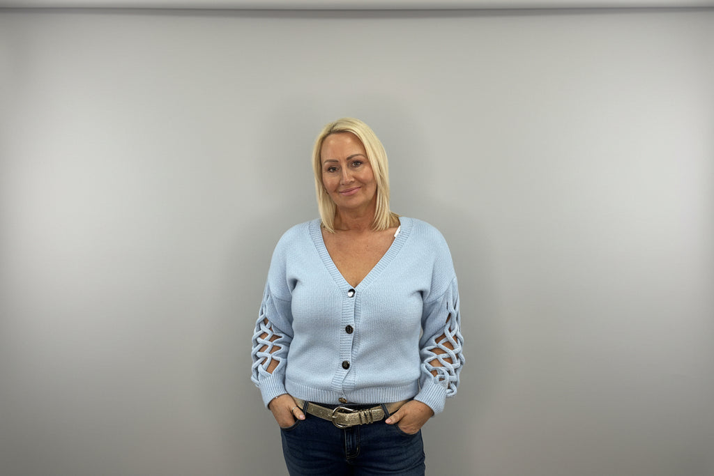 Light Grey Plait Detail Cardigan