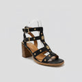 The Valerie Black Gladiator Sandals with Gold Stud Detail