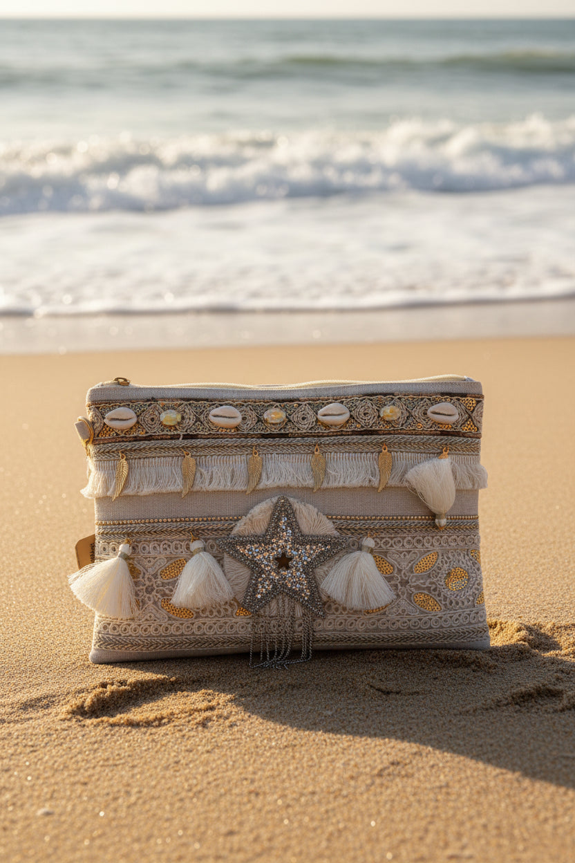 STAR Boho Beaded Clutch Bag