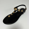 TANYA T-Strap Toe Post Sandal with Gold Embellishments